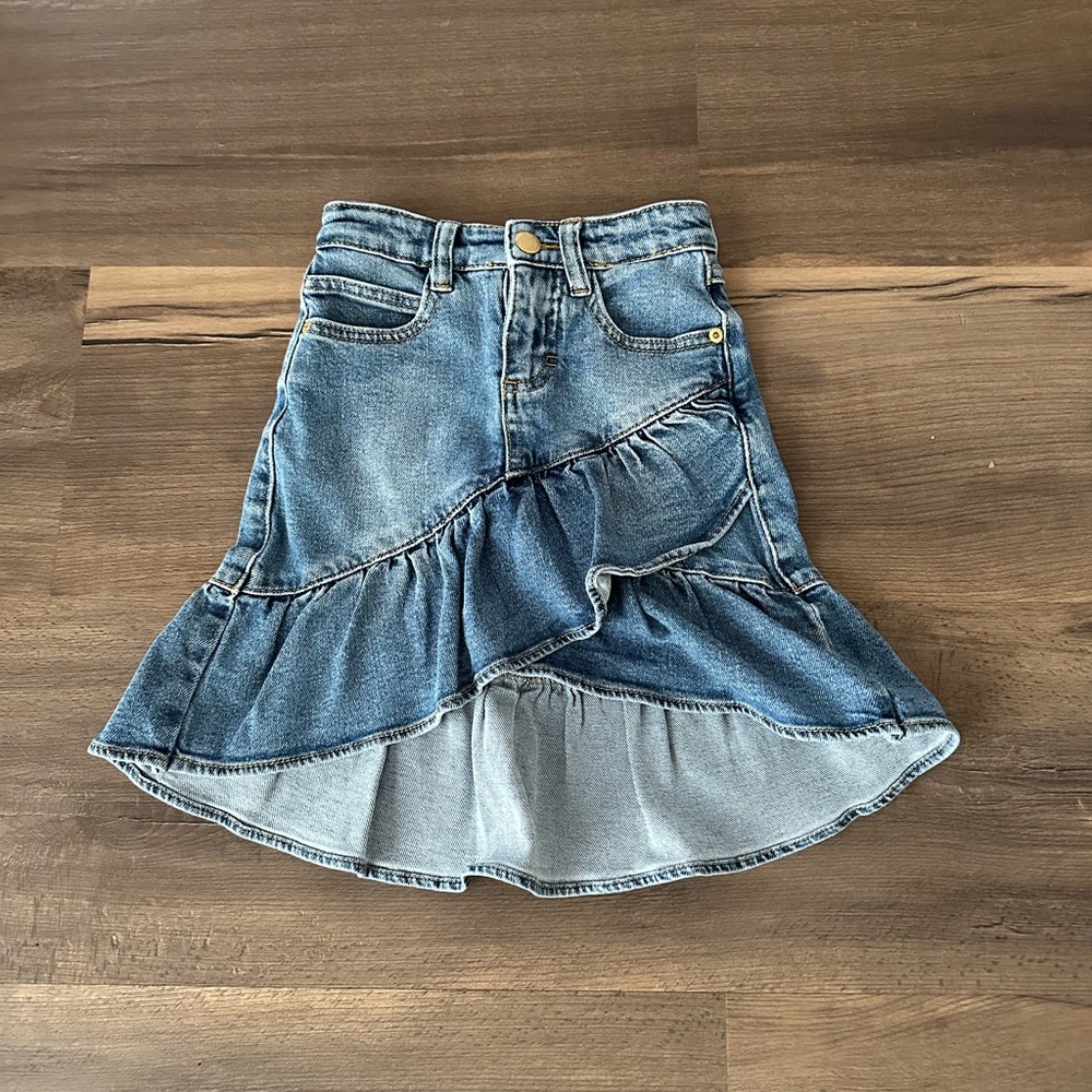 MOLO denim mini skirt w mermaid ruffle